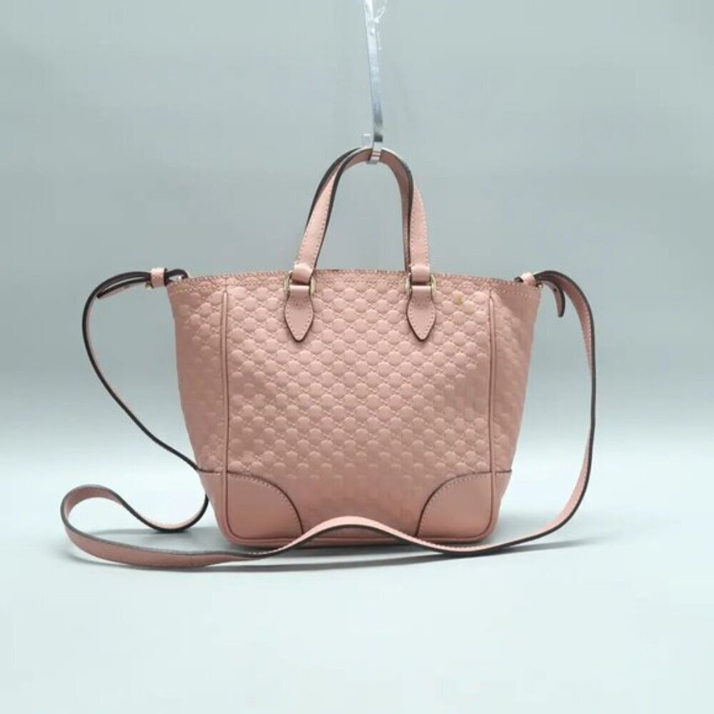 Authentic Gucci Bree Guccissima Leather Tote Bag Pink Crossbody Luxury Handbag - Picture 2 of 12
